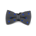 Grey Knit Bow Tie with Blue Polka Dots