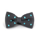 Grey Polka Dot Knit Bow Tie in Turquoise