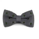 Dark Green Polka Dot Grey Knit Bow Tie