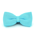 Solid Aqua Blue Knit Bow Tie