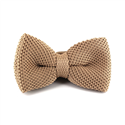 Beige Solid Knit Bow Tie