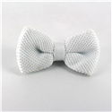 White Solid Knit Bow Tie