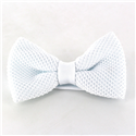 White Solid Knit Bow Tie