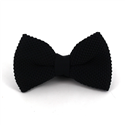 Black Solid Knit Bow Tie