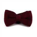 Burgundy Red Solid Knit Bow Tie