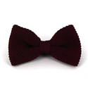 Burgundy Red Solid Knit Bow Tie