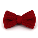 Solid Carmine Red Knit Bow Tie