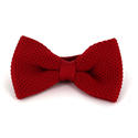 Solid Carmine Red Knit Bow Tie