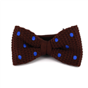 Brown Knitted Bow Tie with Blue Polka Dots