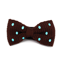 Brown Knitted Bow Tie with Turquoise Polka Dots