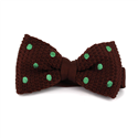 Brown Knit Bow Tie with Green Polka Dots