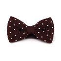 Brown Knitted Bow Tie with White Dots