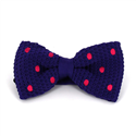 Purple Knit Bow Tie with Magenta Polka Dots