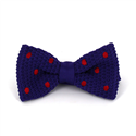 Purple Knit Bow Tie with Red Polka Dots