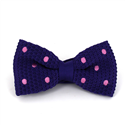 Purple Knit Bow Tie with Pink Polka Dots