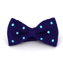 Purple Knitted Bow Tie with Turquoise Polka Dots