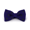 Purple Knit Bow Tie with Dark Green Polka Dots