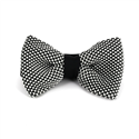 Speckled Black and White Knit Bow Tie