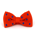 Orange Knit Bow Tie with Blue Polka Dots