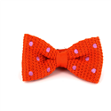 Orange Knit Bow Tie with Lilac Polka Dots