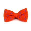 Orange Knit Bow Tie with Purple Polka Dots