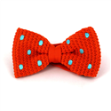 Orange Knitted Bow Tie with Turquoise Polka Dots