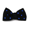Black Knit Bow Tie with Blue Polka Dots