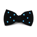 Black Knitted Bow Tie with Sky Blue Polka Dots