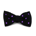 Black Knit Bow Tie with Lilac Polka Dots