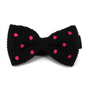 Black Knit Bow Tie with Magenta Polka Dots