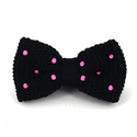Black Knit Bow Tie with Pink Polka Dots