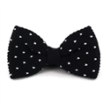 Black Knitted Bow Tie with White Dots