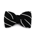 Black Knit Bow Tie with White Stripes