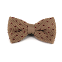 Ochre Knit Bow Tie with Garnet Dots