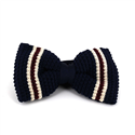 Midnight Blue Striped Knit Bow Tie
