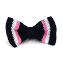 Striped Navy Blue Knit Bow Tie
