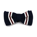 Striped Navy Blue Knit Bow Tie