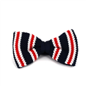 Midnight Blue Striped Knit Bow Tie
