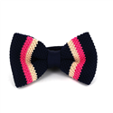 Striped Navy Blue Knit Bow Tie