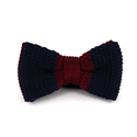 Blue and Burgundy Striped Knit Bow Tie