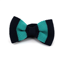 Blue and Turquoise Striped Knit Bow Tie