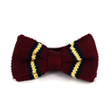 Crimson Striped Knit Bow Tie