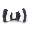 Grey and White Striped Knit Bow Tie