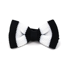 Black and White Striped Knit Bow Tie