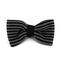 Black and Grey Striped Knit Bow Tie