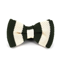 Green and Beige Striped Knit Bow Tie