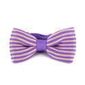 Violet and Beige Striped Knit Bow Tie