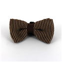 Brown and Beige Striped Knit Bow Tie