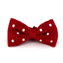 Red Knitted Bow Tie with White Polka Dots