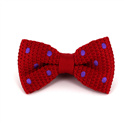 Red Knitted Bow Tie with Purple Polka Dots